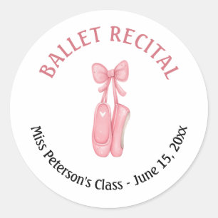 Ballet Recital Pink Shoes Party Favor Classic Round Sticker
