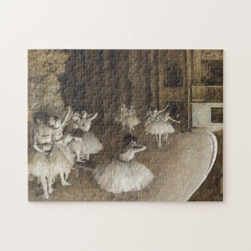 Ballet Rehearsal On Stage by Edgar Degas Jigsaw Puzzle