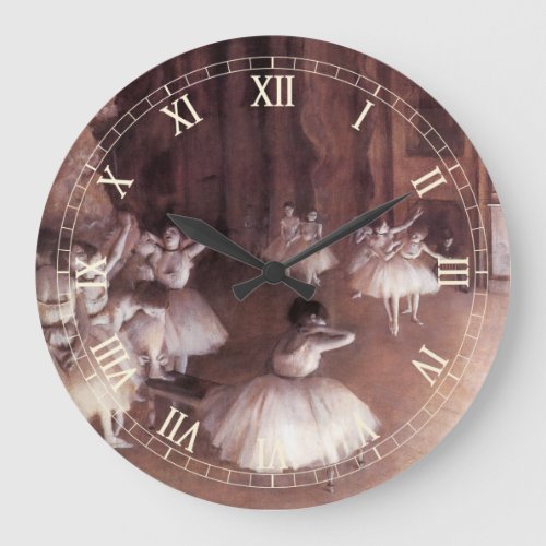 Ballet Rehearsal on the Stage by Edgar Degas Large Clock