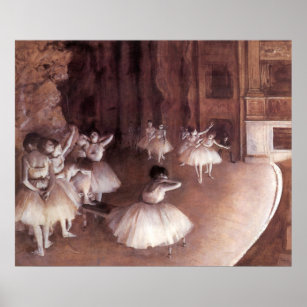 Ballet Rehearsal on the Stage by Edgar Degas Poster