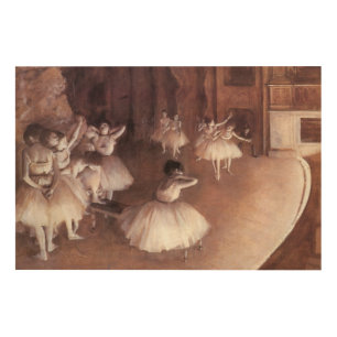 Ballet Rehearsal on the Stage by Edgar Degas Wood Wall Art