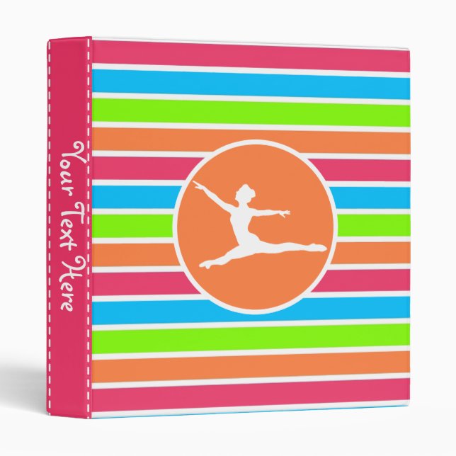 Ballet; Retro Neon Rainbow 3 Ring Binder (Front/Spine)