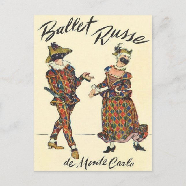 Ballet Russe Harlequin Dancers Postcard (Front)