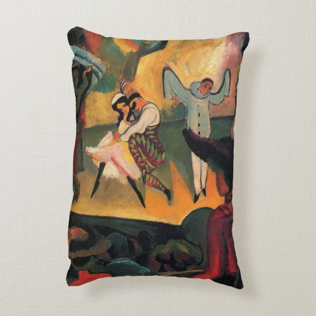 Ballet Russes, Russian Ballet by August Macke Accent Pillow (Back(Vertical))