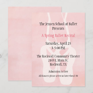 Ballet School Dance Recital Invitation