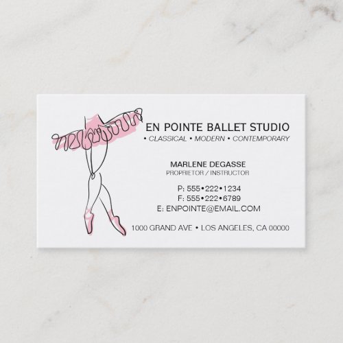 Ballet School Instruction Dance Business Card