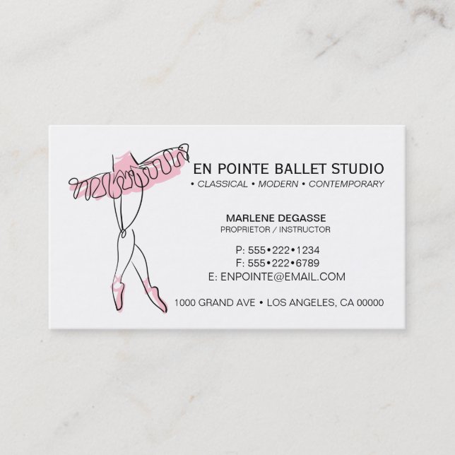 Ballet School Instruction Dance Business Card (Front)