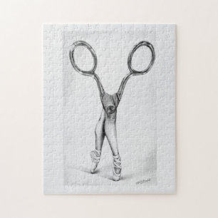 Ballet Scissors Ballerina Dance Surreal drawing Jigsaw Puzzle
