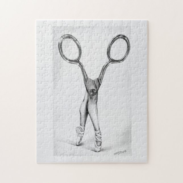 Ballet Scissors Ballerina Dance Surreal drawing Jigsaw Puzzle (Vertical)
