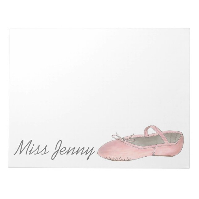 Ballet Shoe Personalized Dance Teacher Notepad (Front)