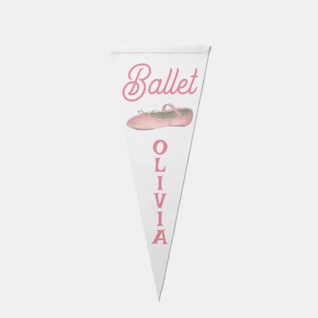 Ballet Shoe Slipper Ballerina Dance Personalized Pennant Flag (Front)