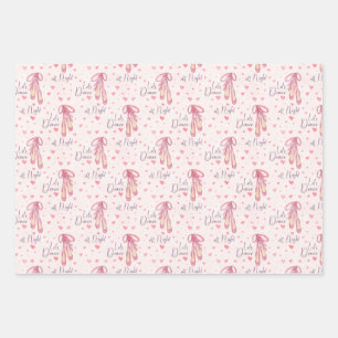 Ballet Shoes and Hearts Wrapping Paper Sheets