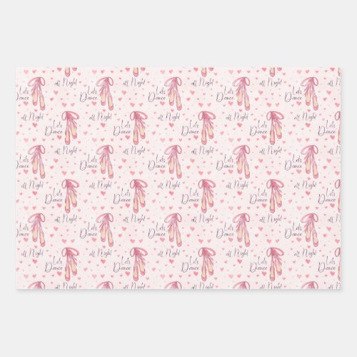 Ballet Shoes and Hearts Wrapping Paper Sheets