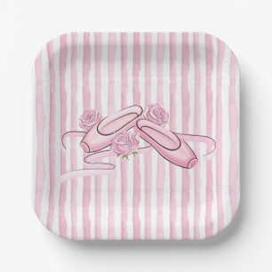 Ballet Shoes and Roses Pink Paper Plates