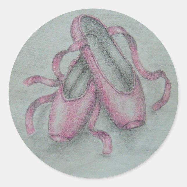 Ballet shoes classic round sticker (Front)