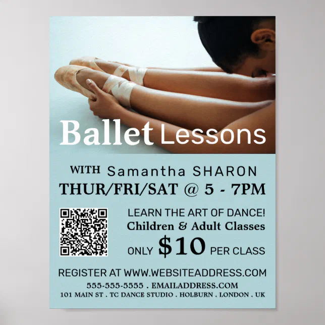 Ballet Shoes, Dance Lesson Advertising Poster | Zazzle