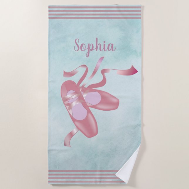 Ballet Shoes Design Beach Towel (Front)