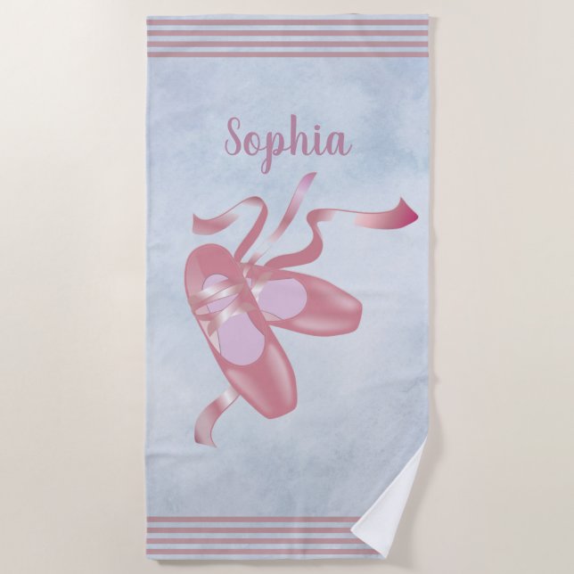 Ballet Shoes Design Beach Towel (Front)