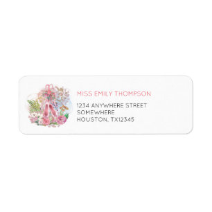 Ballet Shoes Florals Pink Gold Name Return Address Label
