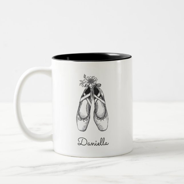 Ballet Shoes Hand Drawn  Two-Tone Coffee Mug (Left)