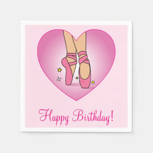 Ballet Shoes in a Heart Happy Birthday Paper Napkins