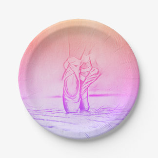 Ballet Shoes on Pointe Pink Gradient Paper Plates