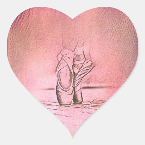 Ballet Shoes on Pointe Pink Heart Sticker