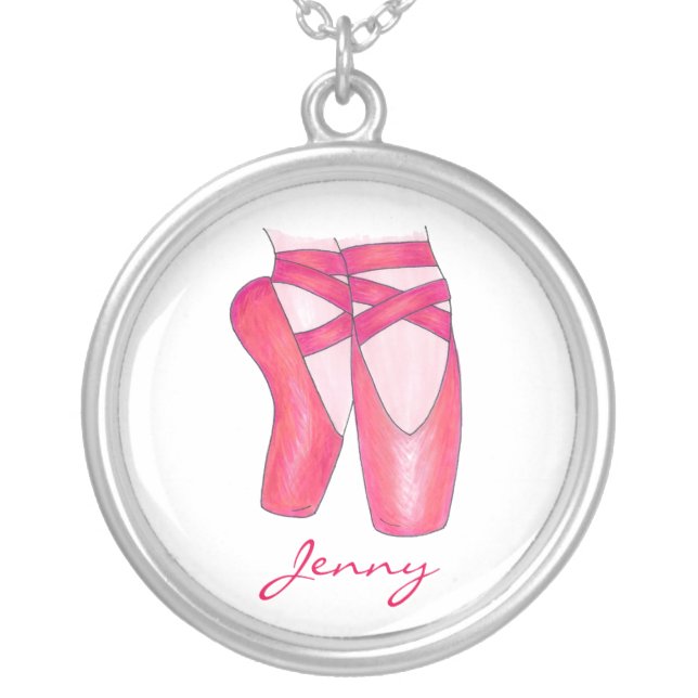 Ballet Shoes Personalized Dance Teacher Necklace (Front)