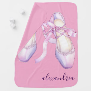 Ballet Shoes Pink Ballerina Girly Custom Name Baby Blanket