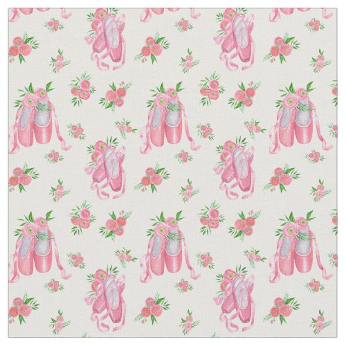 Ballet Shoes Pink Ballerina Pattern Fabric