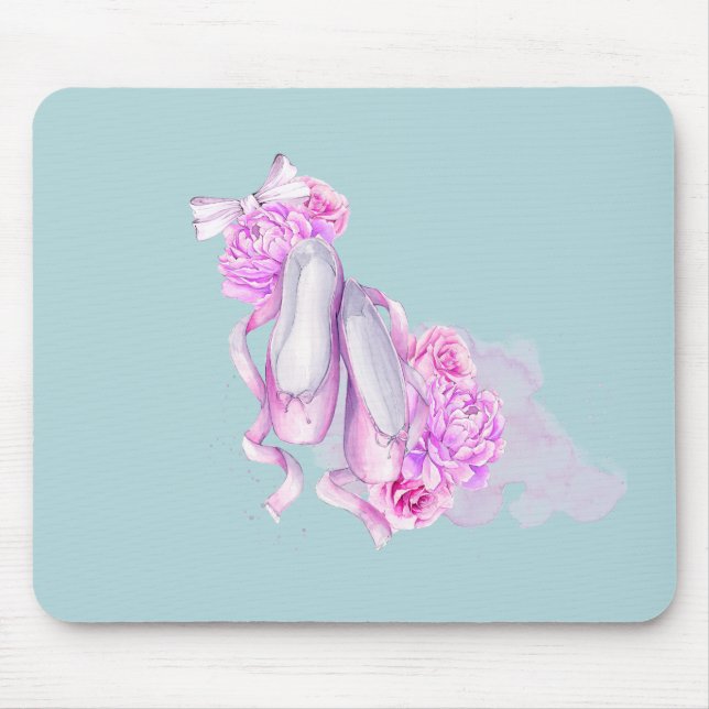 Ballet Shoes with Fancy Peonies and Bow Mouse Pad (Front)