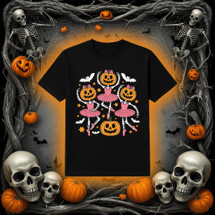 Ballet Skeleton Pumpkin Pink Tutu Dance T-Shirt