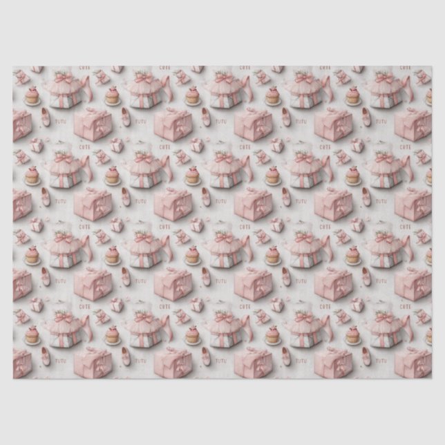 Ballet Slippers and Tutus in Soft Pink Elegance Tissue Paper (Front)