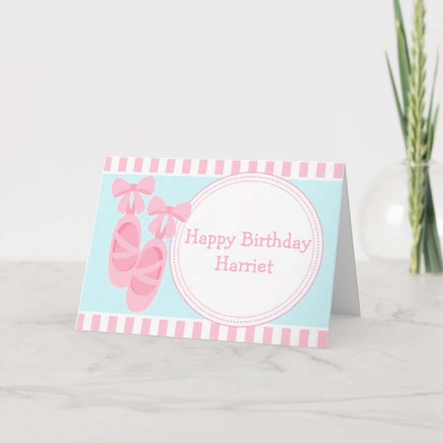 Ballet Slippers Ballerina Birthday Party Card (Front)