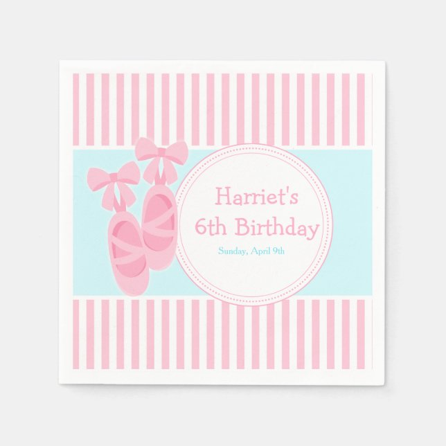 Ballet Slippers Ballerina Birthday Party Napkins (Front)