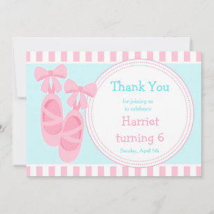 Ballet Slippers Ballerina Birthday Party Thank You Card