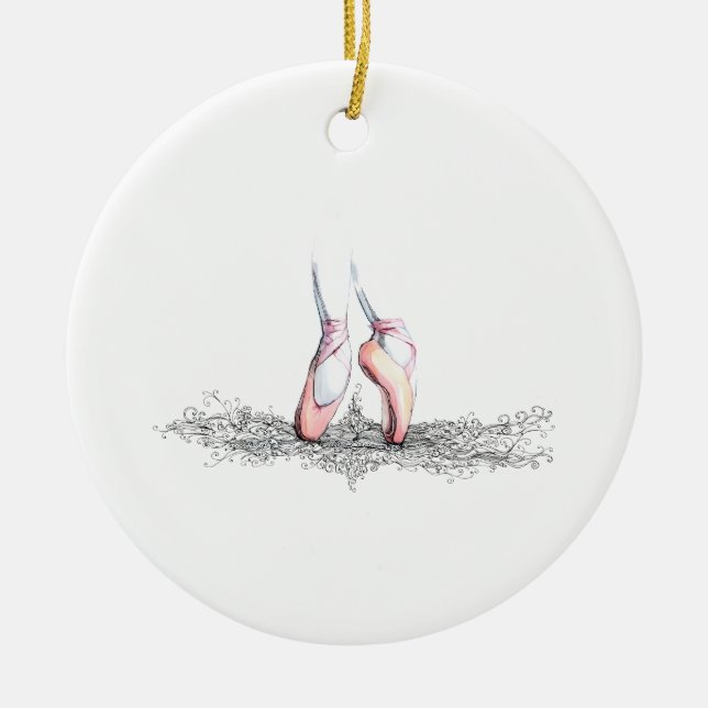 Ballet Slippers Ceramic Ornament (Front)