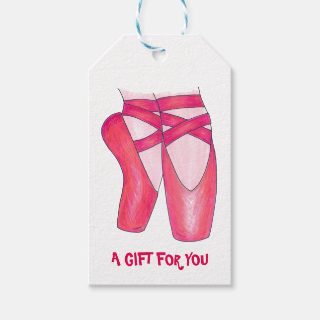 Ballet Slippers Dance Teacher Christmas Gift Tag (Front)