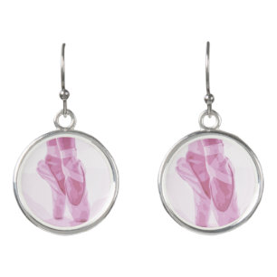 Ballet Slippers Dancer Ballerina Dance Shoes Pink Earrings