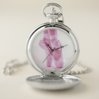 Ballet Slippers Dancer Ballerina Dance Shoes Pink Pocket Watch