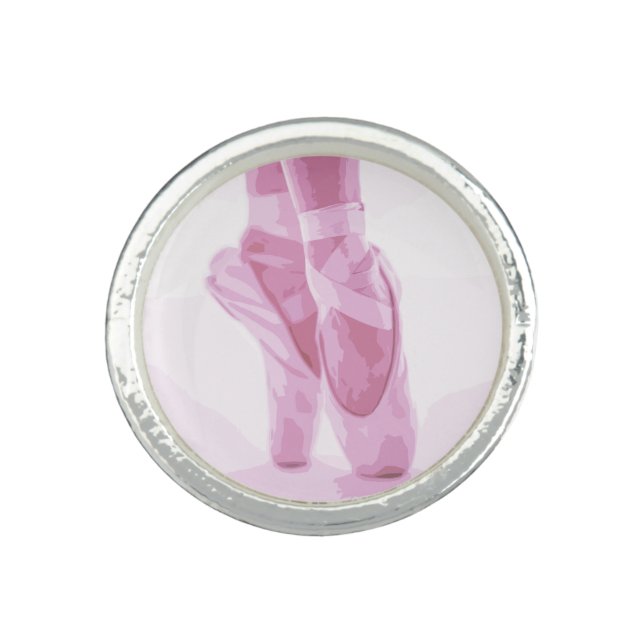 Ballet Slippers Dancer Ballerina Dance Shoes Pink  Ring (Front)