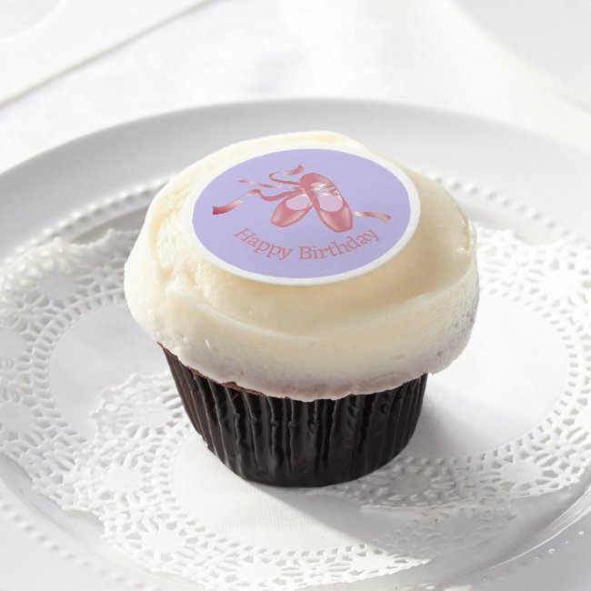 Ballet Slippers Design Edible Frosting Round