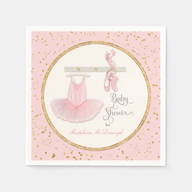 Ballet Slippers n Tutu Little Girl Baby Shower Paper Napkins (Front)