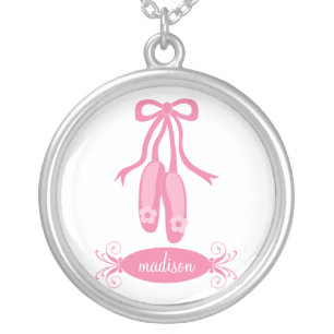 Ballet Slippers Personalized Silver Necklace