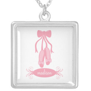 Ballet Slippers Personalized Silver Necklace