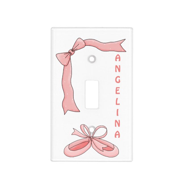 Ballet Slippers/Pink Ribbon+Name Light Switch Cover (Front)