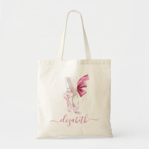 Ballet Slippers Pink Watercolor Personalized Tote Bag