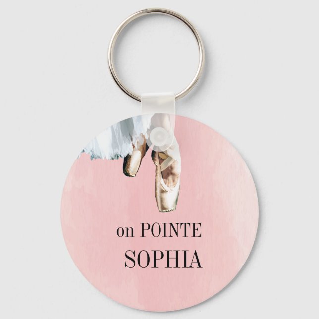 Ballet Slippers Pointe Personal Pink Keychain (Front)