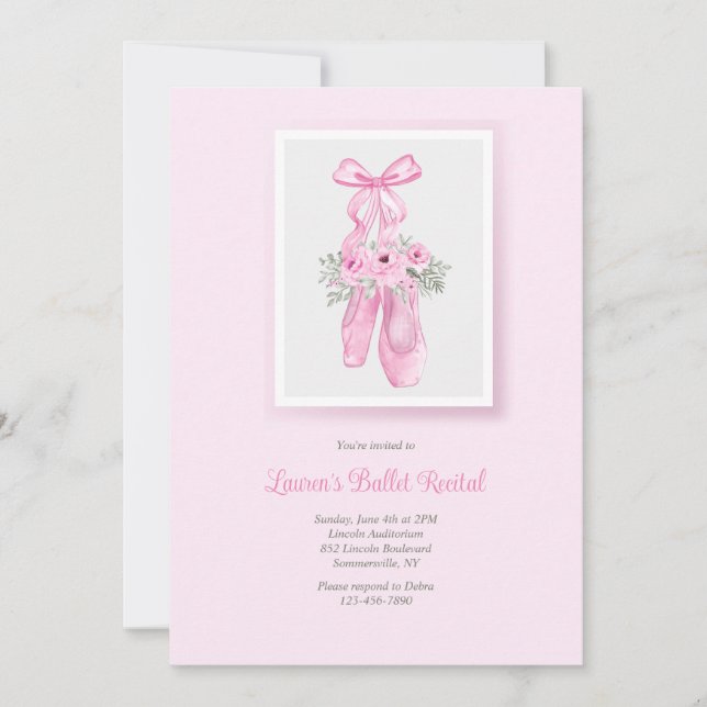 Ballet Slippers Recital Invitation (Front)
