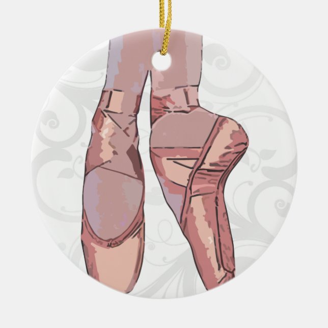 Ballet Slippers Toe Shoes Ceramic Ornament (Front)